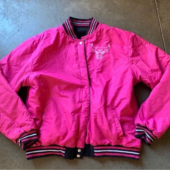 Vintage reversible Jeff Hamilton NBA Pink Chicago Bulls nascar varsity bomber - Picture 2 of 3